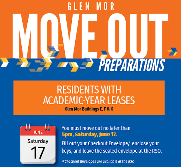 Campus Apartments Move-Out Preparations Glen Mor Academic Year Leases
