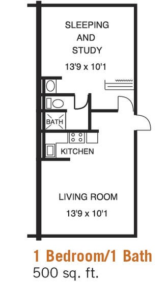 Bannockburn 1 Bed 1 Bath Floor Plan