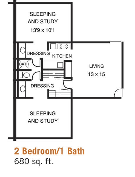 Bannockburn 2 Bed 1 Bath Floor Plan