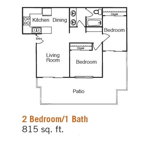 Falkirk 2 Bed 1 Bath Floor Plan