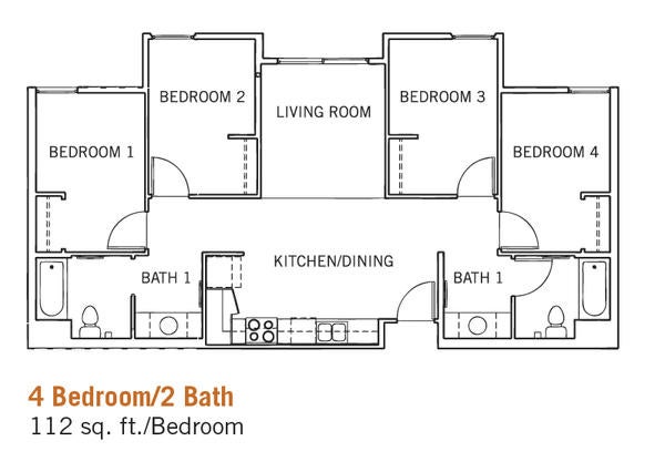 Glen Mor 4 Bed 2 Bath Floor Plan