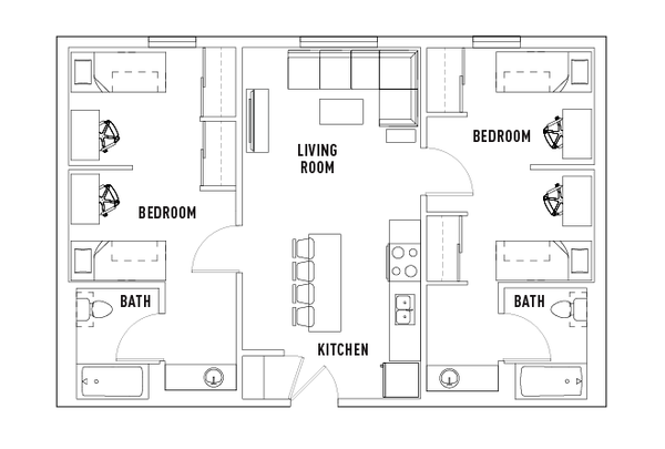 North District Floor Plan - 2 Bed and 2 Bath