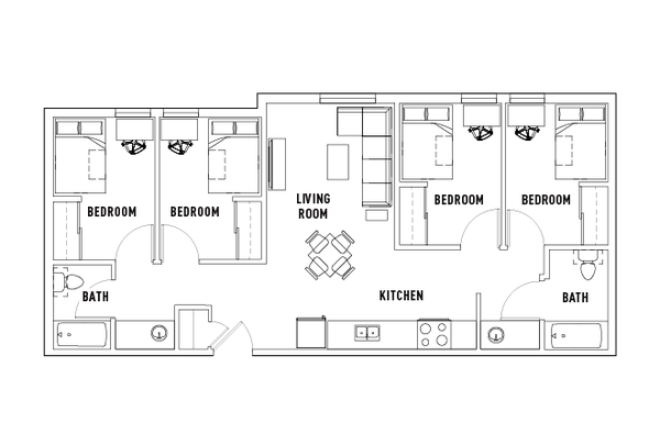 North District Floor Plan - 4 Bed and 2 Bath