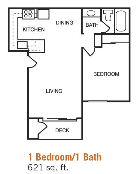 Oban 1 Bed 1 Bath Floor Plan