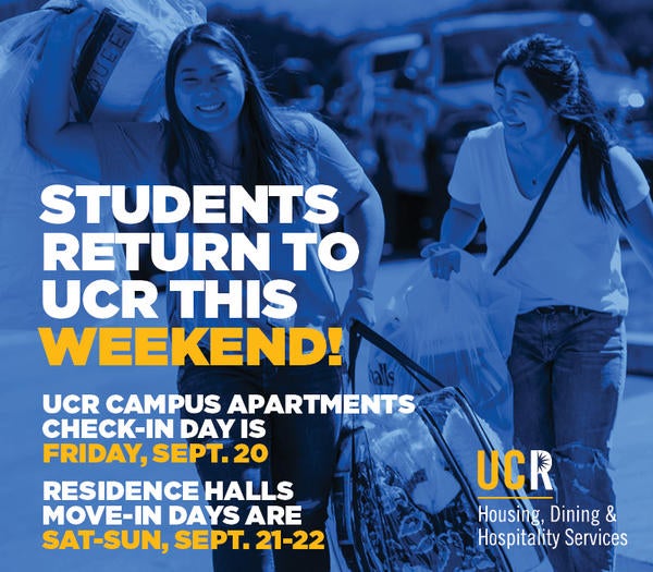 Students Return to UCR This Weekend!