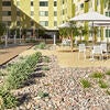 Exterior courtyard at the North District Campus Apartments.
