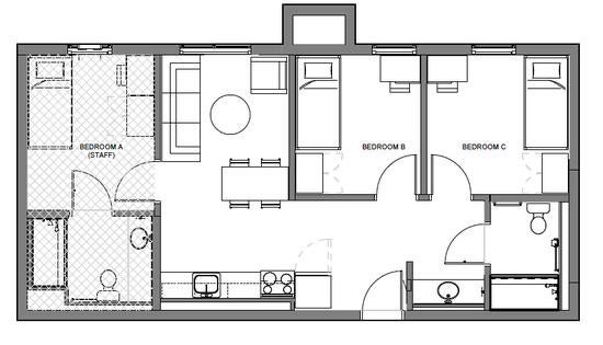 North District 2 3 bedroom deluxe 2 bath Floor Plan