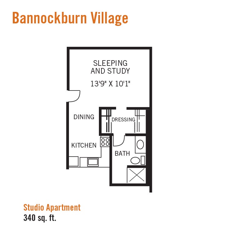 Bannockburn Village Studio Apartment Floor Plan