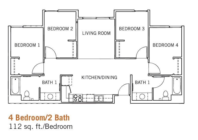 GlenMor 4 Bed/2Bath Floor Plan