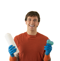 Share Responsibilities, young man with cleaning supplies